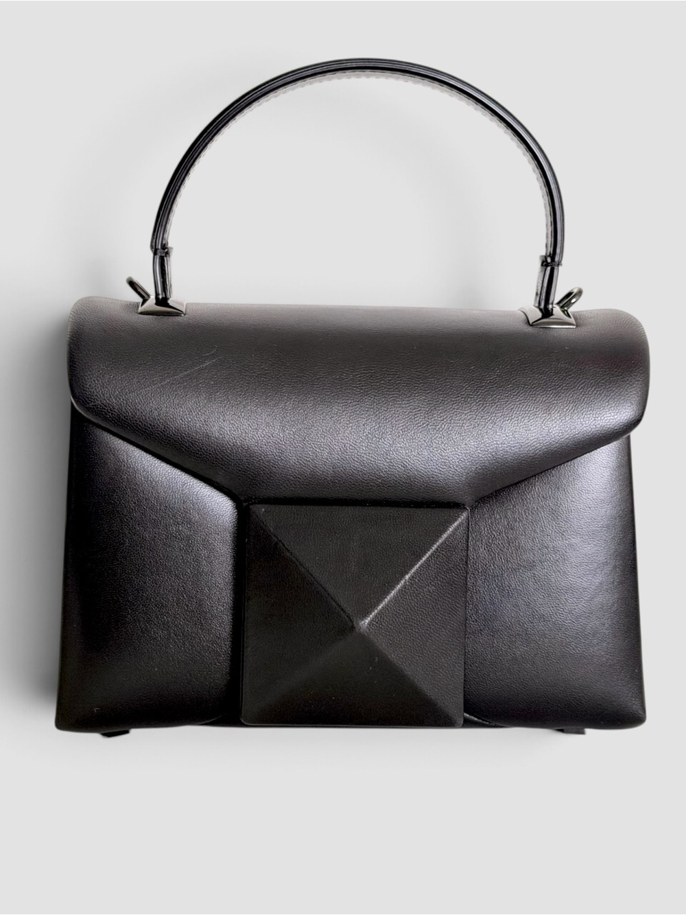 Valentino Garavani Black Lambskin Leather One Stud Mini Top Handle Bag